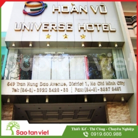 Mặt Dựng Alu - Chữ Inox - Đèn Led (Hv Hotel)