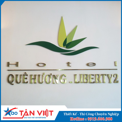 Logo - Chữ inox làm hộp nổi lắp quầy tiếp tân